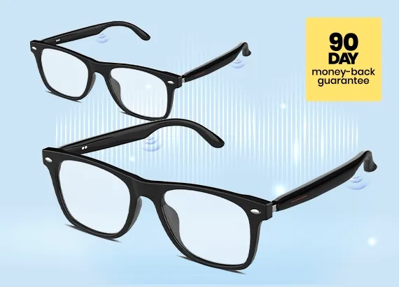 Close view of BlueLume glasses frame and lenses